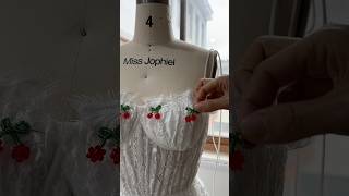 Making a corset lace mini dress with beaded cherry appliqué sewing wedding hautecouture dress [upl. by Brodie]