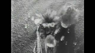 Japanese cruisers and destroyers under attack by US Navy dive bombers off Rabaul in November 1943 [upl. by Ashok157]