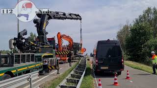 kraan valt van dieplader HazerswoudeDorpGemeneweg terhoogte van de afrit N11 [upl. by Lexis883]