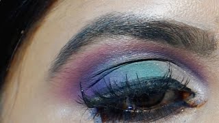 Blue and pink cut crease eye makeup  colorful eyeshadow tutorial [upl. by Moscow]