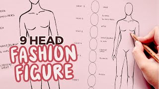 how to draw the fashion figure template or block  9 heads technique for beginners [upl. by Swope990]