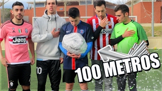 PELOTA DE ALUMINIO DE 100 METROS Retos de Fútbol con Youtubers bytarifa [upl. by Nanny]