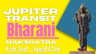 Jupiter transit to Bharani Nakshatra  February 3rd  April 17th  For all Ascendants [upl. by Jarus]