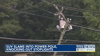 SUV slams into power pole knocking out stoplights [upl. by Landsman]