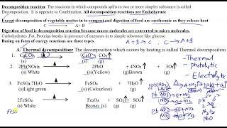 decomposition reactions thermal decomposition photolytic photo chemical electrolysisexamples [upl. by Lesde]