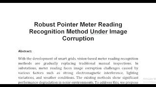 Robust Pointer Meter Reading Recognition Method Under Image Corruption [upl. by Claus]