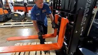 How to Remove amp Install Forks on a Forklift [upl. by Sicnarf494]