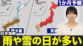 【気象庁1か月予報】寒暖の変動大／日本海側は雨や雪の日が多い [upl. by Farrar]