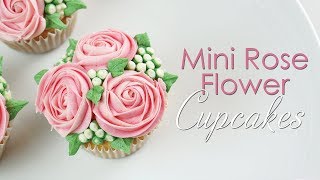 Mini Rose Flower Cupcake  Piping Technique Tutorial [upl. by Acenahs]