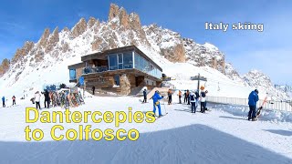 Italy Skiing Dantercepies to Colfosco italy dolomites skiing wintersports mountains [upl. by Dusa]