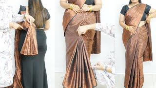 How to wear pre pleated saree  Beautiful silk saree draping with perfect pleats  Easy Method [upl. by Aihsyla355]