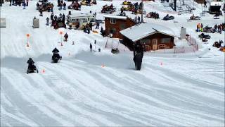 Crashes During Snowmobile Drag Race  JUST SNOWMOBILES [upl. by Auohc505]