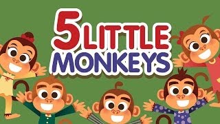 Five Little Monkeys Jumping on the Bed • Nursery Rhymes Song with Lyrics • Cartoon Kids Songs [upl. by Anivek687]