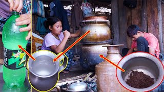 Anita Making local beverage Alcohal II Traditional way to make millet alcohal in Nepal [upl. by Susi]