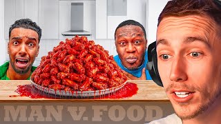 MINIMINTER REACTS TO MAN VS FOOD EXTREME EDITION [upl. by Baiel]