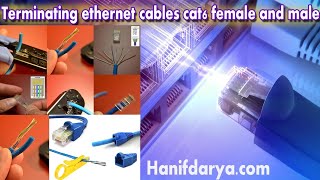 Terminating Ethernet cables  Cat6 both female and male diy [upl. by Oiracam]