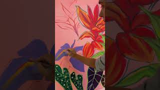 painting details of tropical purple leaves and begonia polka dots [upl. by Kannan]