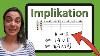 Unimathe Aussagenlogik 3  Wahrheitstafel  Beweis Implikation A ⇒ B ist äquivalent zu [upl. by Atsugua433]