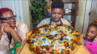 DONT WORRY ABOUT HOW MUCH MY SON EATS LEAVE HIM ALONE PERIOD PEPPERONI amp SAUSAGE PIZZA MUKBANG [upl. by Daht]