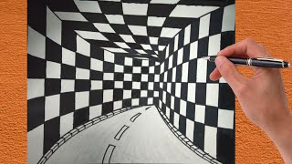 How To Draw 3d Tunnel Drawing  Optical illusion  Step By Step 3d Drawing  3d illusion  3d Art [upl. by Acilgna]