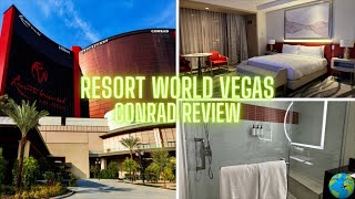 Resort World Hilton Conrad  Room Tour and Review  Las Vegas [upl. by Nickola]