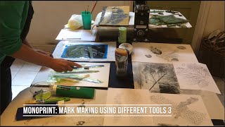 Monoprint Mark Making Using Different Tools 3 [upl. by Anialad]