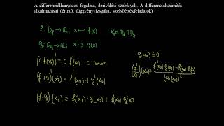 11 tétel A differenciálhányados fogalma deriválási szabályok A differenciálszámítás alkalmazásai [upl. by Rebliw]