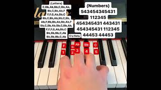 Cry Baby piano tutorial letters and numbers [upl. by Ayhtin974]