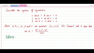 Using the Cramers rule to prove the Cosine rule [upl. by Elorak]