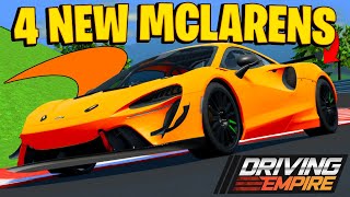 4 NEW Licensed McLarens In Driving Empire [upl. by Finley575]