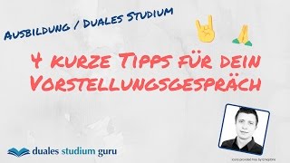 Vorstellungsgespräch Duales Studium  Ausbildung 🎓 4 Tipps zur Vorbereitung [upl. by Noraed]