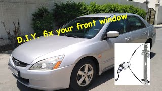 Honda Accord front window regulator fix 20022007 7th generation [upl. by Nacnud]