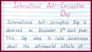 About International Anti Corruption Day in English International AntiCorruption Day [upl. by Yeslehc]