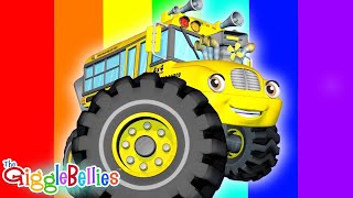 Rainbow Obstacles Course  Monster Trucks  GiggleBellies [upl. by Fineberg525]