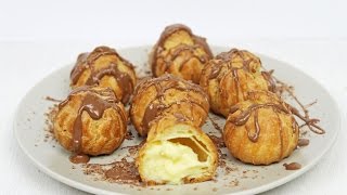 Profiteroles Recipe  How to Make Profiteroles  Profiteroles with Custard Filling [upl. by Inaleon]