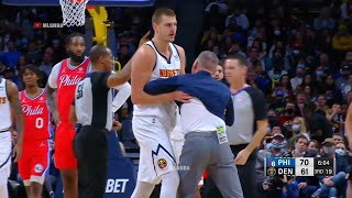 Nikola Jokic steps between his coach and the ref 😮 [upl. by Enajaras]