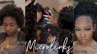 FIRST TIME DIY Curly Microlinks on my 3C Natural Hair At Home  Curlsqueen [upl. by Sitnalta422]