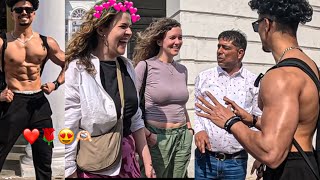 😍Foreigner Girls Reactions😘Shirtless In Public💪  Impressing Foreigners Girl😎 Fitness Master Deepak [upl. by Zenia]