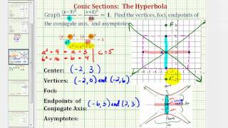 Ex 4 Conic Section  Graph a Hyperbola with Center NOT at the Origin Vertical [upl. by Adnahsal]