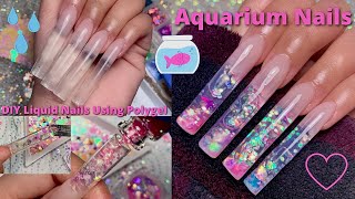 AQUARIUM NAILS DIY LIQUID NAILS USING POLYGEL SUMMER POLYGEL NAILS  NAIL TUTORIAL [upl. by Ysdnyl]