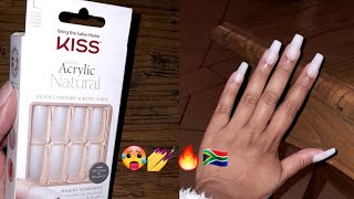 KISS acrylic natural press on nails tutorial  Get it at Clicks or Dischem  South African Youtuber [upl. by Schlenger]