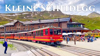 Kleine Scheidegg  Wengen  Lauterbrunnen  Most Beautiful Train Ride in Switzerland 4K Video [upl. by Alam]