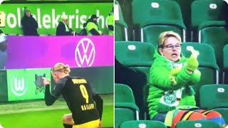 Erling Haaland trolls a woman fan during his celebration and her funny response [upl. by Assyram]