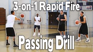 BASKETBALL PASSING DRILL  3on1 RAPID FIRE PASSING  Shot Science Basketball [upl. by Annaeiluj227]