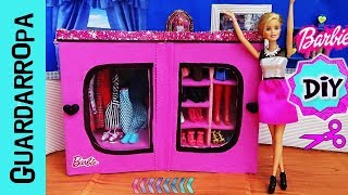 Como hacer GUARDARROPA  CLOSET para tu Colección de MUÑECAS Barbie  ROPERO  ARMARIO en miniatura [upl. by Sholes]