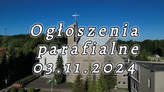 Ogłoszenia parafialne 3 listopada 2024 [upl. by Gayler]