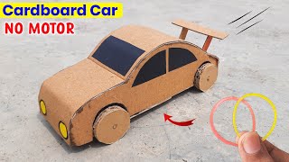 Best and Easy Cardboard car rubberband powered  No motor car making Easy homemade gear car working [upl. by Stagg524]