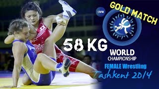 Gold Match  Female Wrestling 58 kg  K ICHO JPN vs V KOBLOVA RUS  Tashkent 2014 [upl. by Neelya]