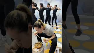 Chinese coach eats in front and exercises in back Its a contrast but its really fun dance diet [upl. by Thora]