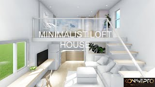 ELEGANT IN WHITE MINIMALIST TINY LOFT HOUSE DESIGN IDEA 4 X 65 Meters [upl. by Pass]